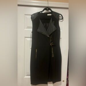 WORN ONCE || Calvin Klein Black Dress with Gold Zipper Details